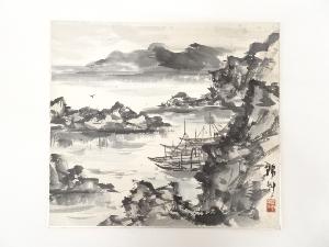 錦艸造　「風景」図　色紙